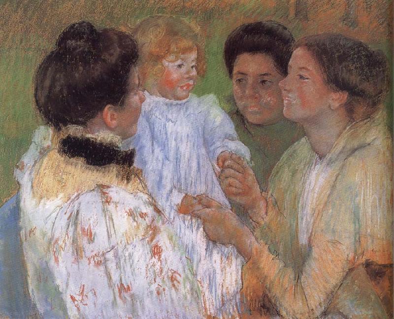 Mary Cassatt Women complimenting the child France oil painting art